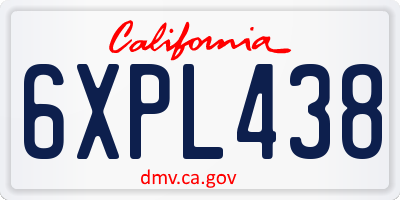 CA license plate 6XPL438