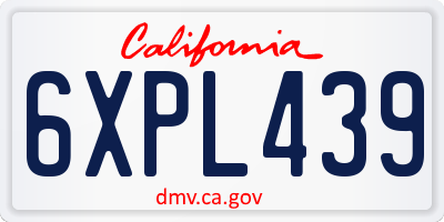 CA license plate 6XPL439