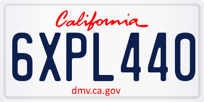 CA license plate 6XPL440