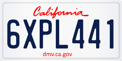 CA license plate 6XPL441
