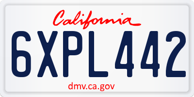 CA license plate 6XPL442