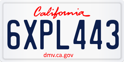 CA license plate 6XPL443