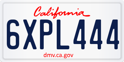 CA license plate 6XPL444