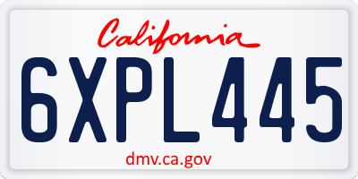 CA license plate 6XPL445