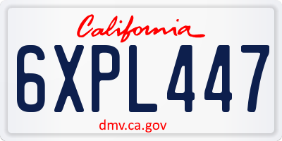 CA license plate 6XPL447