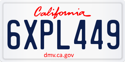 CA license plate 6XPL449