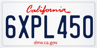 CA license plate 6XPL450