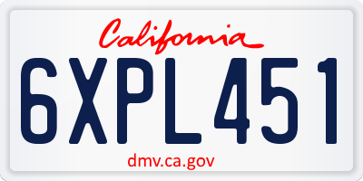 CA license plate 6XPL451