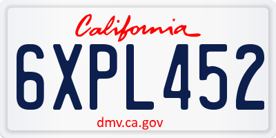 CA license plate 6XPL452