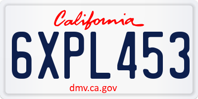 CA license plate 6XPL453