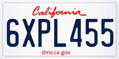 CA license plate 6XPL455