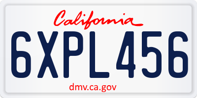 CA license plate 6XPL456