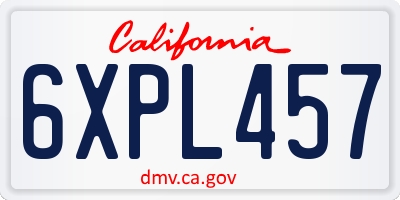 CA license plate 6XPL457