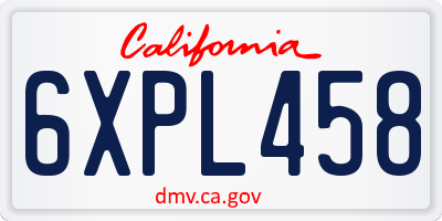 CA license plate 6XPL458