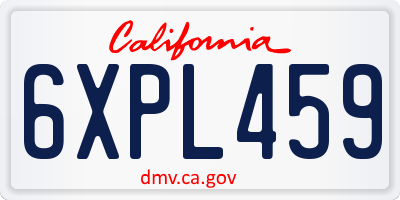 CA license plate 6XPL459