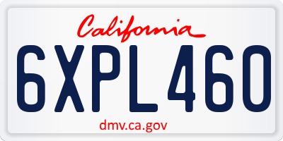 CA license plate 6XPL460