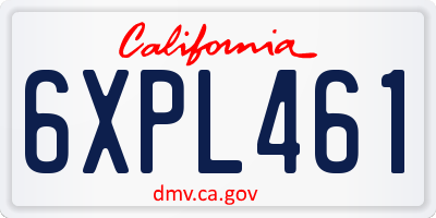 CA license plate 6XPL461