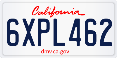 CA license plate 6XPL462