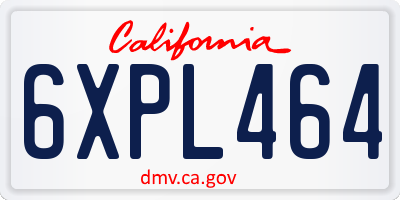 CA license plate 6XPL464