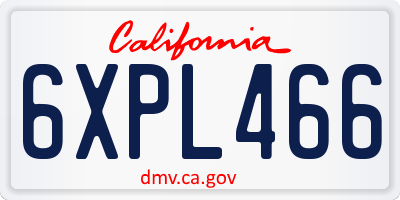 CA license plate 6XPL466