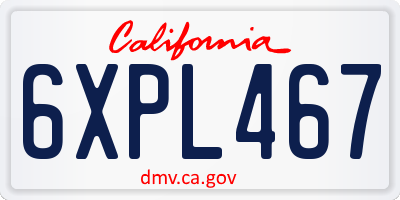 CA license plate 6XPL467
