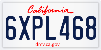 CA license plate 6XPL468