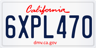 CA license plate 6XPL470