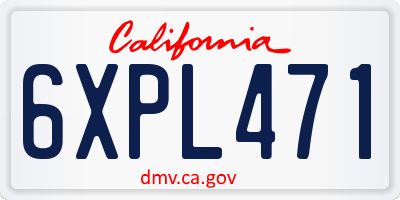 CA license plate 6XPL471
