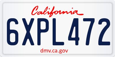 CA license plate 6XPL472