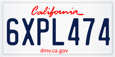 CA license plate 6XPL474