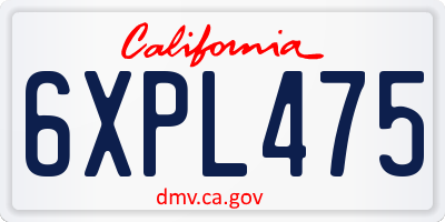CA license plate 6XPL475