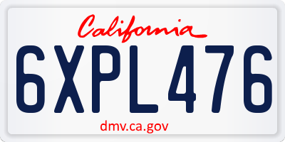 CA license plate 6XPL476