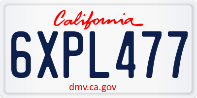 CA license plate 6XPL477