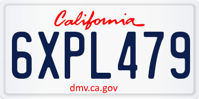 CA license plate 6XPL479