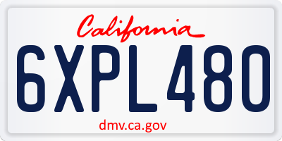 CA license plate 6XPL480