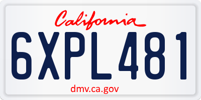 CA license plate 6XPL481