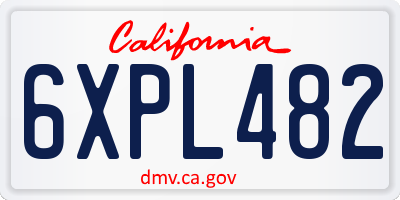CA license plate 6XPL482