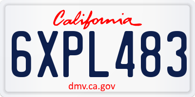 CA license plate 6XPL483