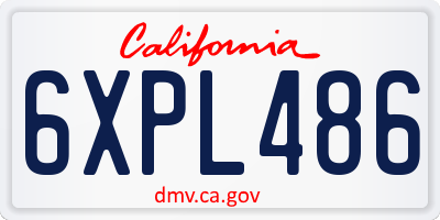 CA license plate 6XPL486