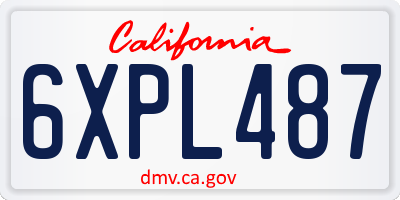 CA license plate 6XPL487