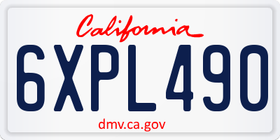 CA license plate 6XPL490