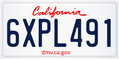 CA license plate 6XPL491