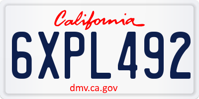 CA license plate 6XPL492