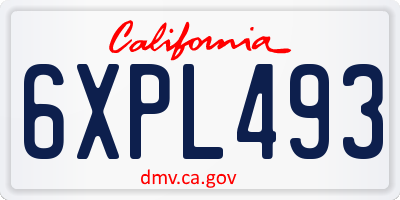 CA license plate 6XPL493