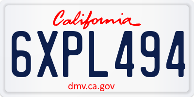 CA license plate 6XPL494