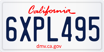 CA license plate 6XPL495