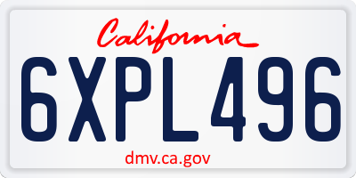 CA license plate 6XPL496