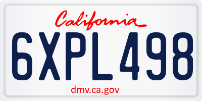 CA license plate 6XPL498