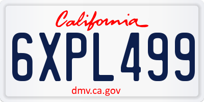 CA license plate 6XPL499