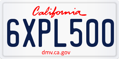 CA license plate 6XPL500